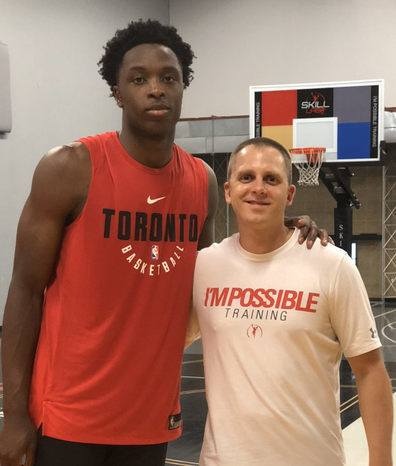 Micah Lancaster training with NBA player OG Anunoby